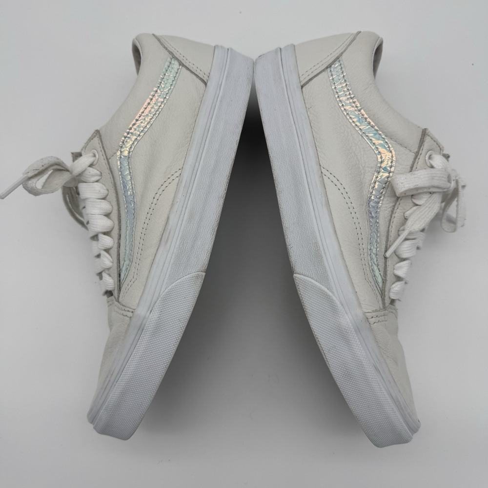 Vans Women's Old Skool White Leather Holo Sidestripe Skate Shoes Size 8.5 - Picture 6 of 9